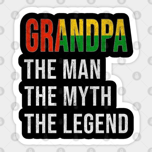 Grand Father Bissau Guinean Grandpa The Man The Myth The Legend - Gift for Bissau Guinean Dad With Roots From  Guinea Bissau Sticker by Country Flags